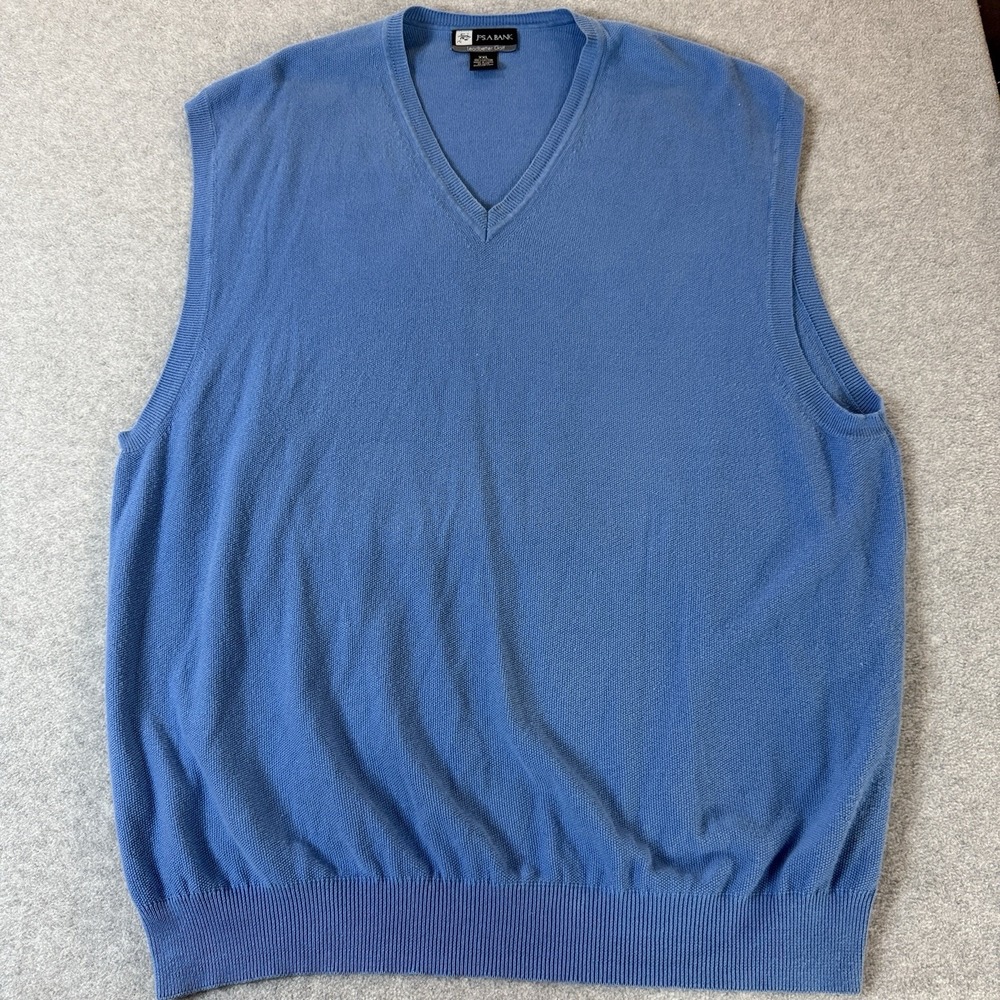 Jos A. Bank Leadbetter Golf Sweater  EST Mens XXL Blue 100% Cotton VNeck Knit - Picture 3 of 7